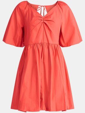 NWT, SZ XL, 100% COTTON, Fit & Flare Mini Dress, Melon Red